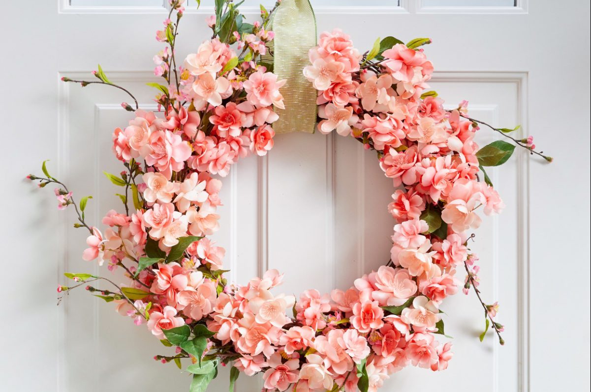 Make The Perfect Faux Cherry Blossom Wreath For Spring Accent Interiors