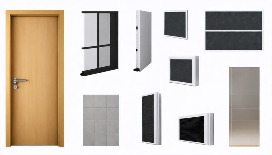 Collection of useful soundproofing products for acoustic interior design