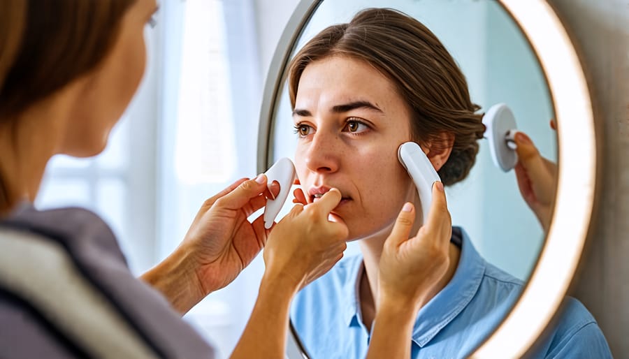 Adaptive grooming tools being used for personal hygiene by a person with a disability