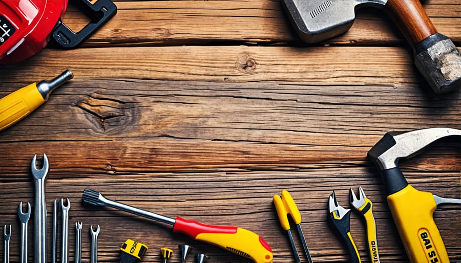 Essential basic tools for DIY beginners including a hammer, screwdriver set, and tape measure