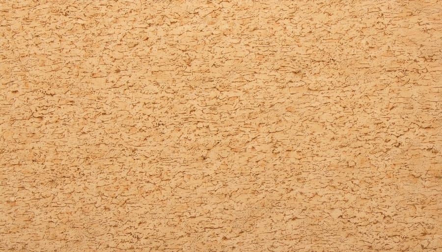 Textured cork wall covering in a warm, natural hue