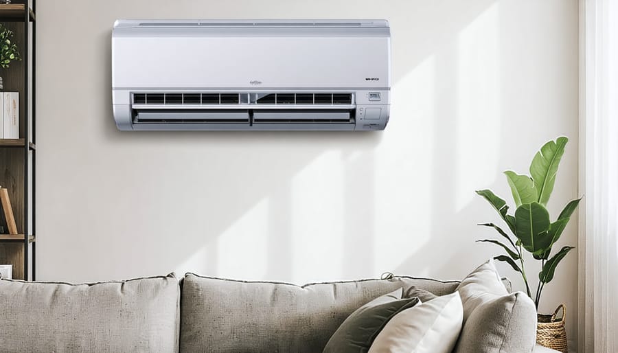 Ductless mini-split air conditioner installed in a living room