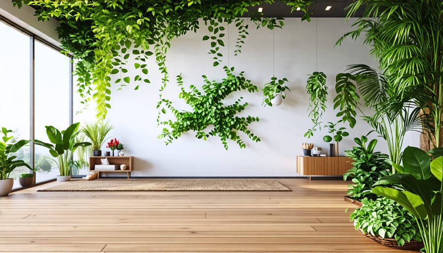 Sustainable materials such as bamboo and indoor plants for home improvement