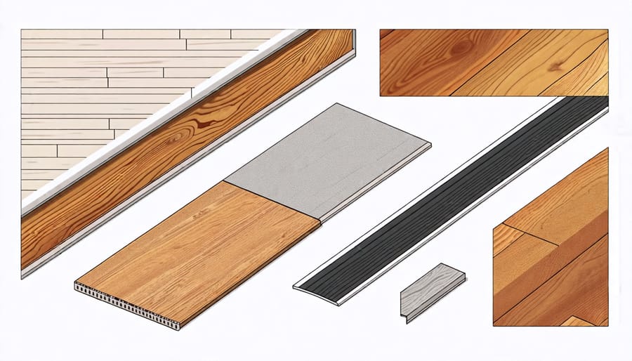 Conceptual illustration depicting different flooring solutions for uneven floors