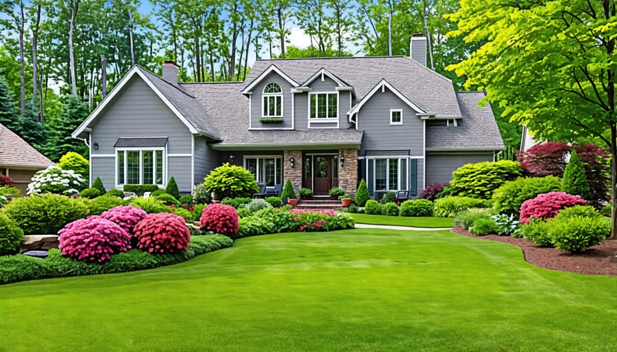 Stylish front yard landscaping that matches the home's architecture