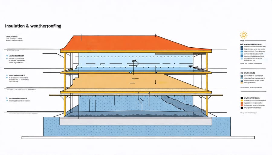 Visual guide to building insulation layers and various weatherproofing techniques