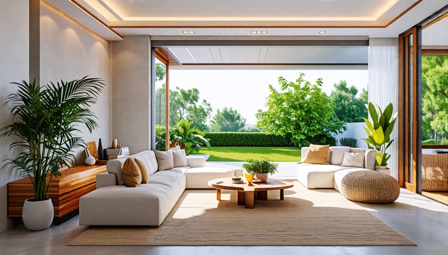 Interior living room design that harmonizes with the home's exterior style