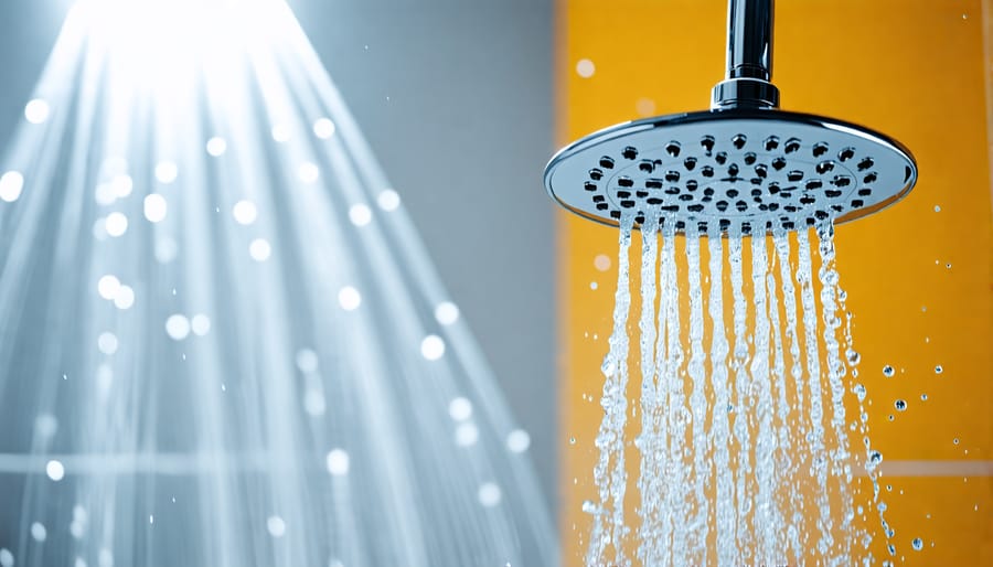 Water-saving low-flow showerhead in action