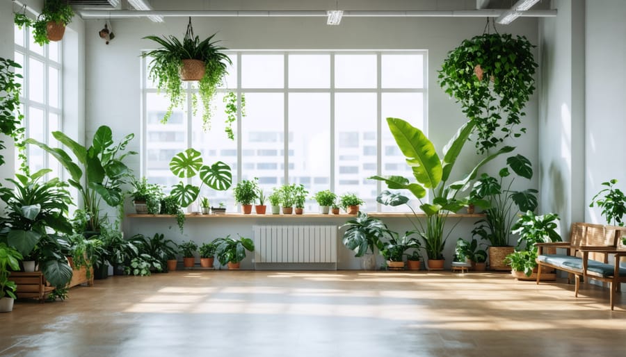 Naturally lit office with plants creating a pleasant work environment