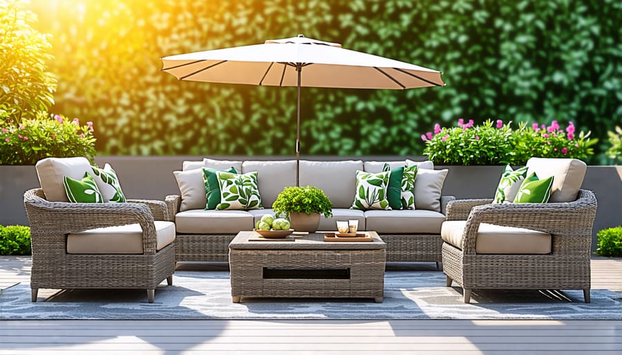 Different materials for patio furniture such as wood, metal, plastic, and wicker compared side by side