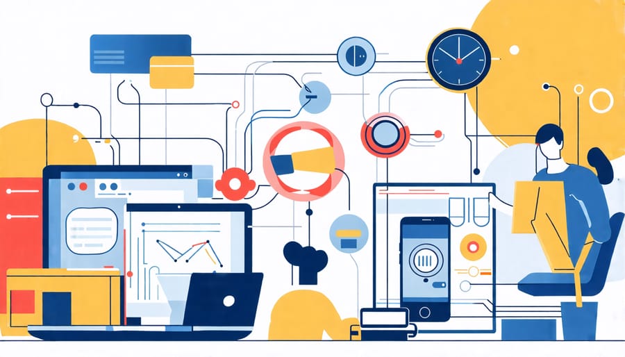 A conceptual image depicting the integration of smart office technology for optimizing space.