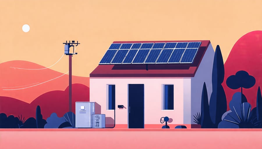 Diagram showing solar panels connected to a home security system