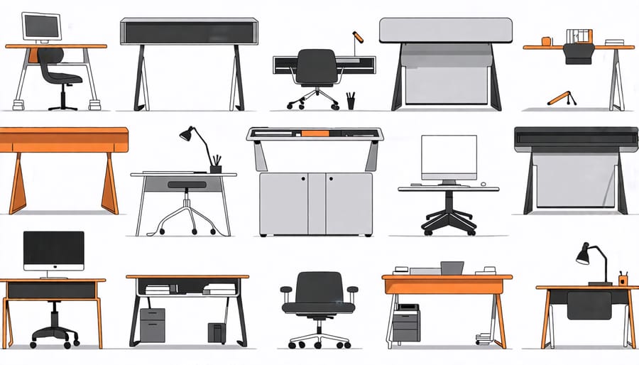 Various designs of foldable and expandable desks for small spaces