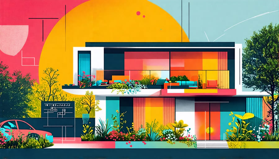 Visual representation of the main principles of sustainable residential architecture