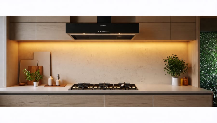 Under-cabinet integrated lighting in a modern kitchen