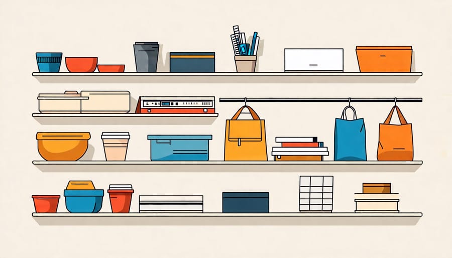 Conceptual layout of vertical storage solutions for maximizing space