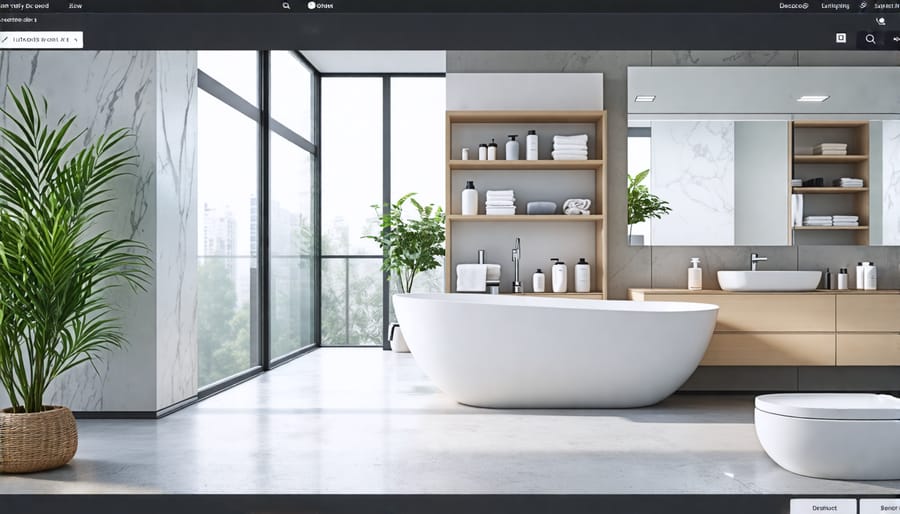 Virtual bathroom showroom with interactive 3D product models