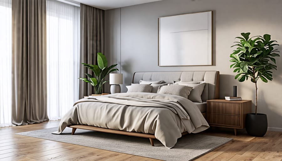 Beautifully furnished bedroom created with virtual staging techniques