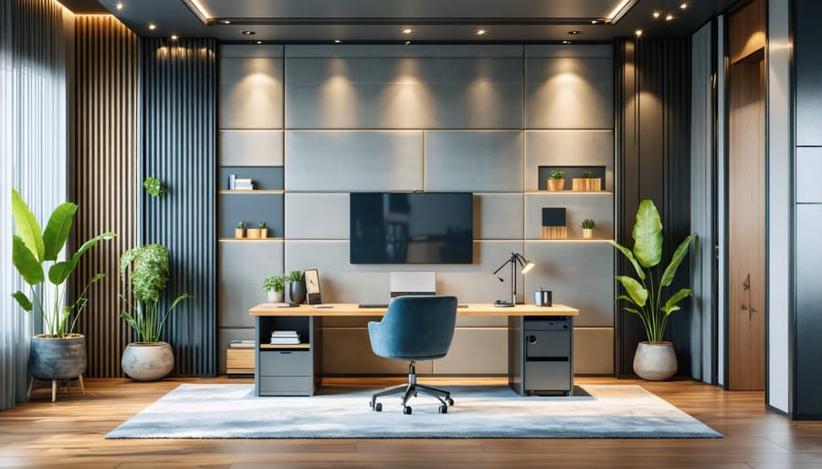 Acoustically optimized home office for improved focus and productivity