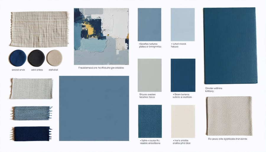 Interior design mood board with cohesive color scheme