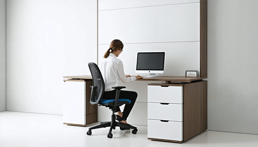 Convertible desk that maximizes small office space by folding up when not in use