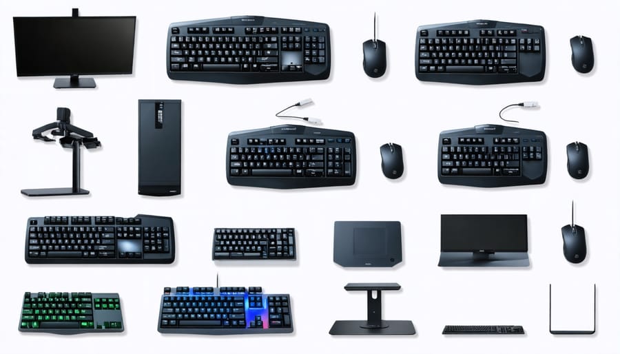 Collection of ergonomic computer accessories for improved comfort and posture