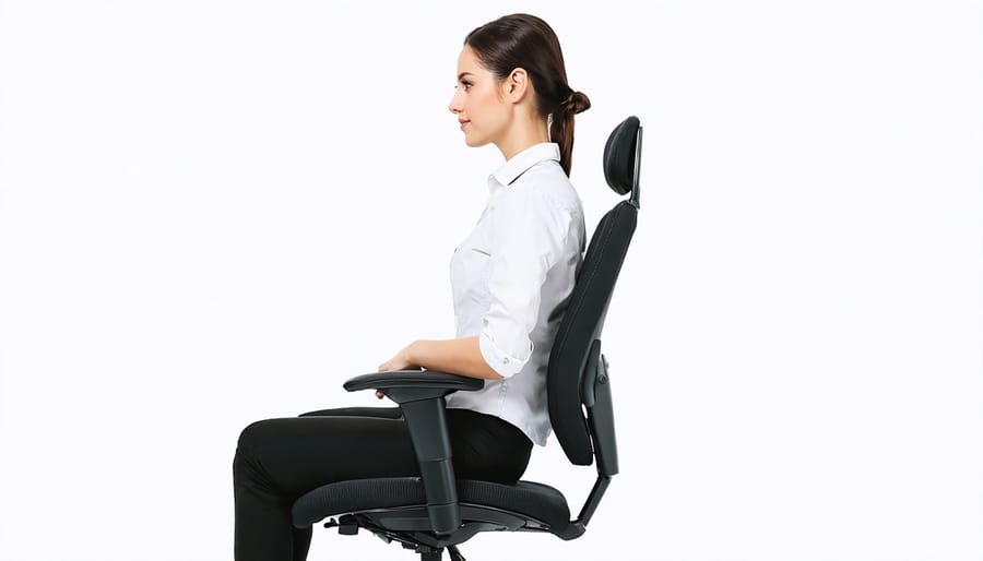 Proper sitting posture in an adjustable ergonomic office chair