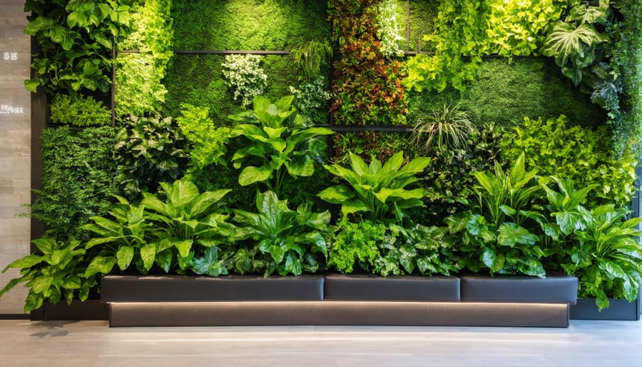 Thriving indoor living wall enhancing air quality and natural ambiance