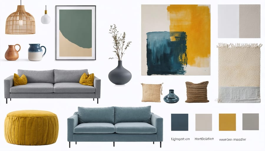 Example of a digital mood board with curated interior design inspiration images