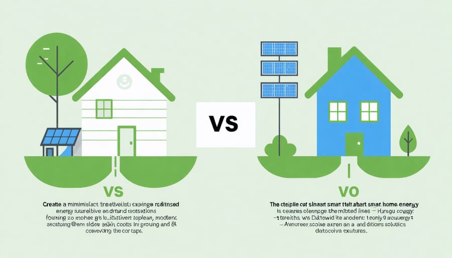 Visual comparison chart of energy costs and savings with smart home technologies