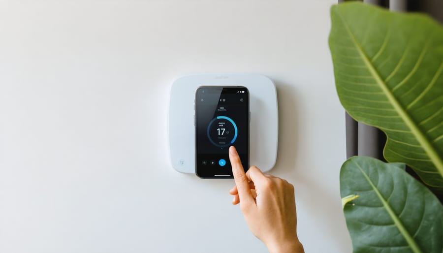 Smart thermostat controlled by a smartphone app