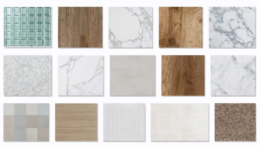 Collection of eco-friendly materials used in sustainable interior design