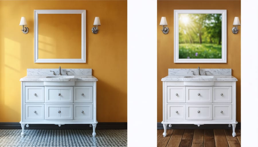 Upcycled dresser transformed into a unique and functional bathroom vanity