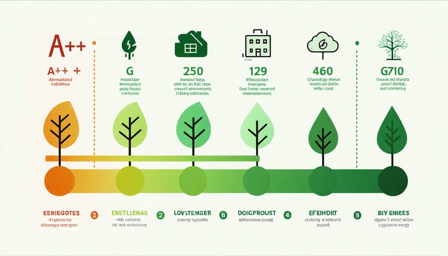 Energy efficiency rating scale with annual cost comparison chart