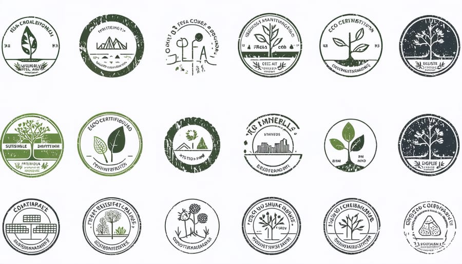 Common sustainability certification labels found on eco-friendly furniture