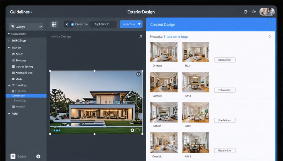 User interface of home design software displaying integrated indoor and outdoor design features