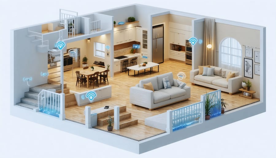 Mesh network coverage visualization in a typical home layout