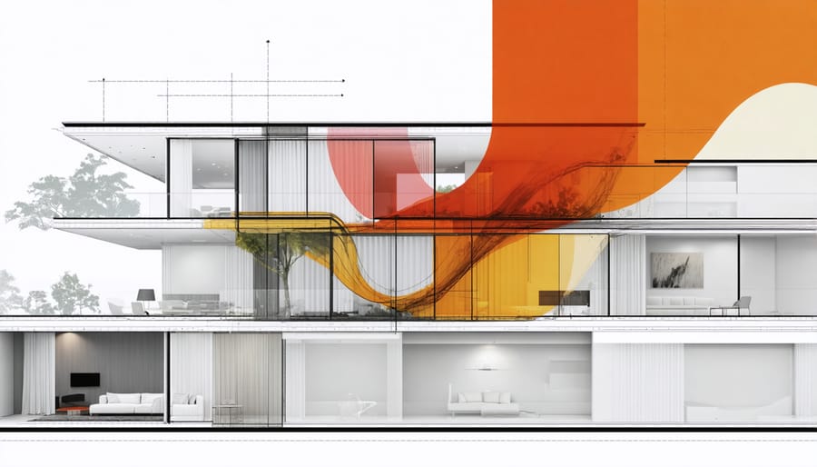 Diagram of natural airflow patterns in sustainable home design