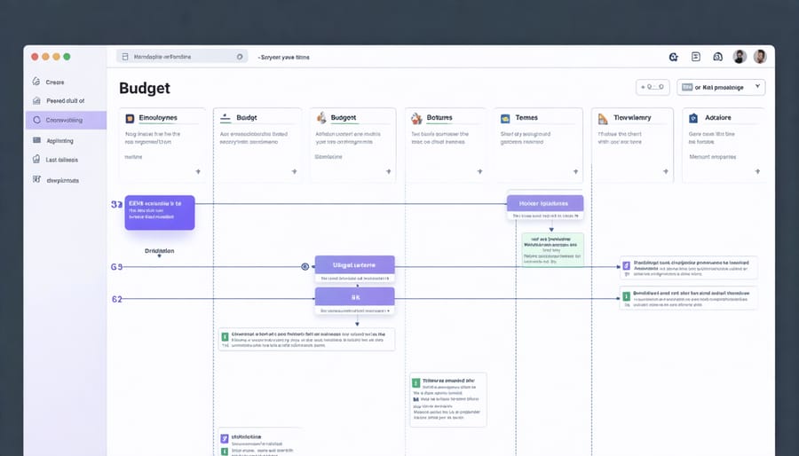 Digital renovation project management software dashboard with various planning tools