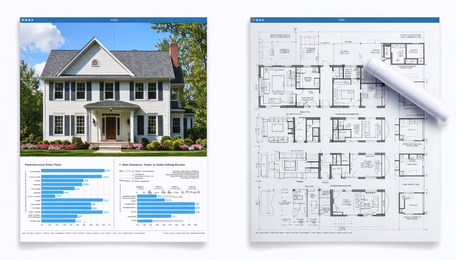 Side-by-side comparison of digital and printed home renovation project plans