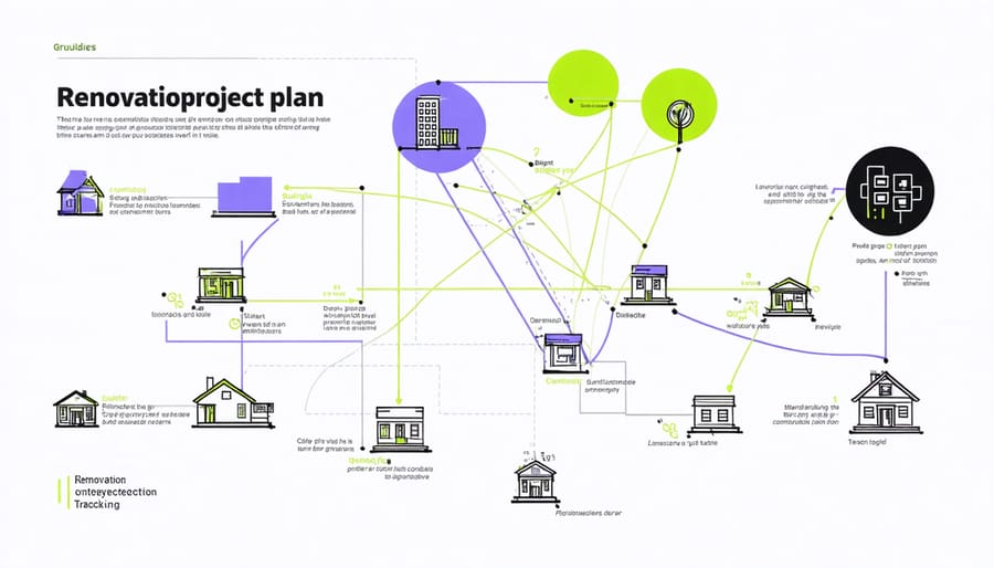 Visual diagram of home renovation project plan components and their relationships