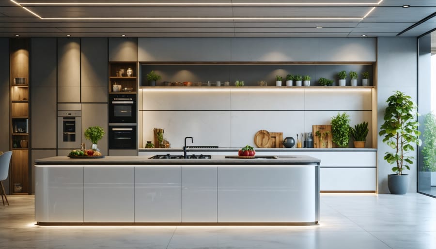 Smart kitchen lighting setup showing under-cabinet and overhead lighting installation