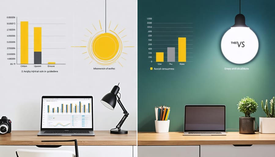 Side-by-side comparison of traditional and smart LED lighting systems