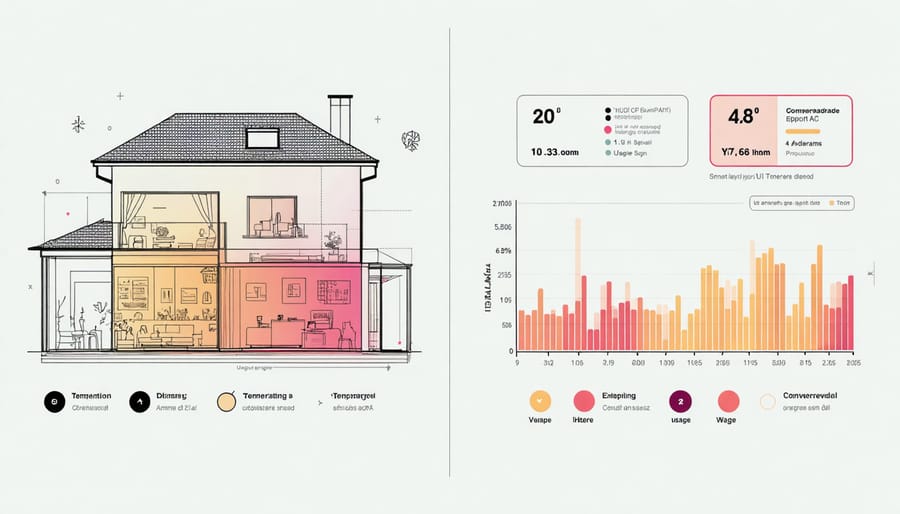 Interactive dashboard displaying home temperature patterns and AI-driven energy optimization data