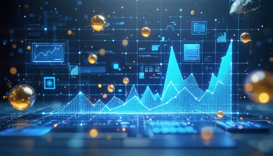 Interactive 3D visualization of AI budget management system with real-time analytics