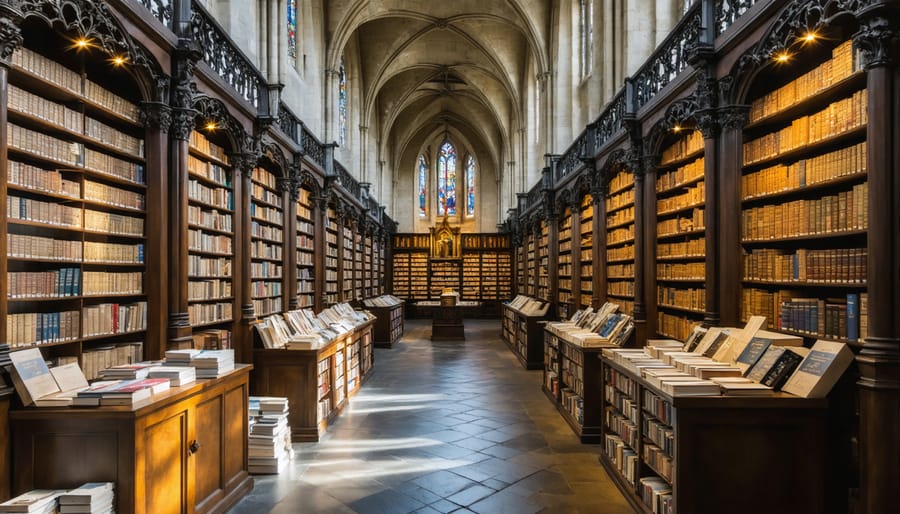 Ancient church interior converted into modern bookstore with stunning architectural details preserved