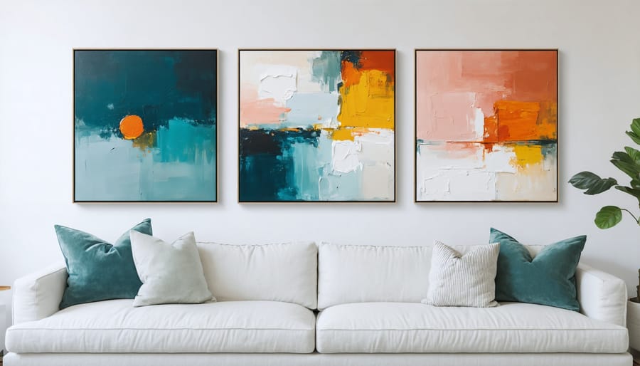 Budget-friendly DIY canvas art gallery wall with coordinating colors