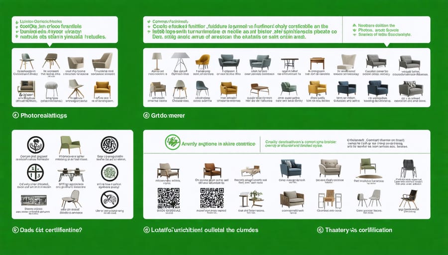 Collection of recognized sustainable furniture certification logos and labels