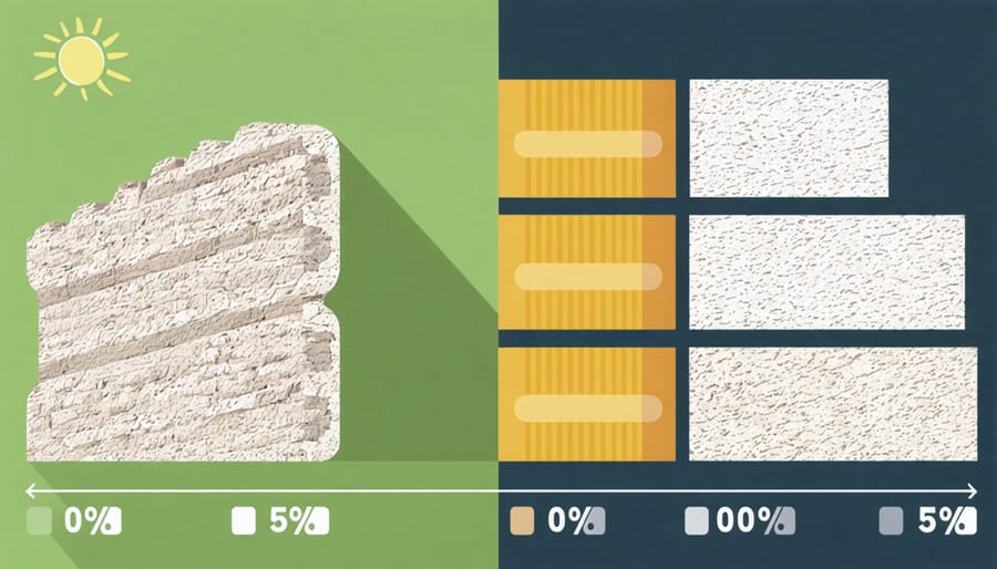 Bar chart comparing installation costs and energy savings for cork, wool, denim, and hemp insulation