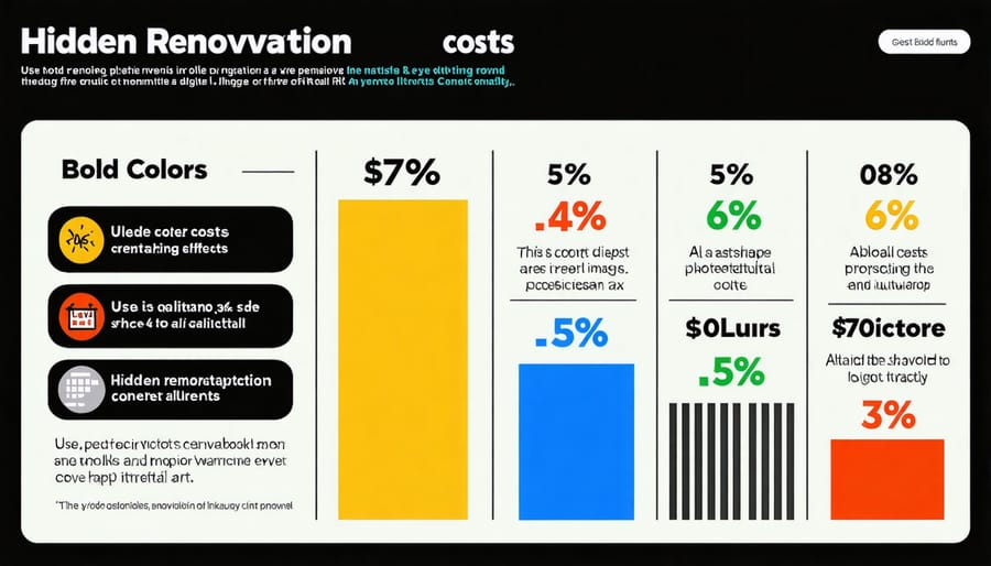 Pie chart and icons illustrating common hidden costs in kitchen renovations